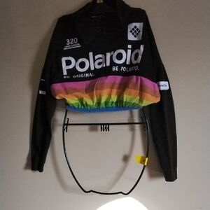 Polaroid Black Jacket with Rainbow Stripes